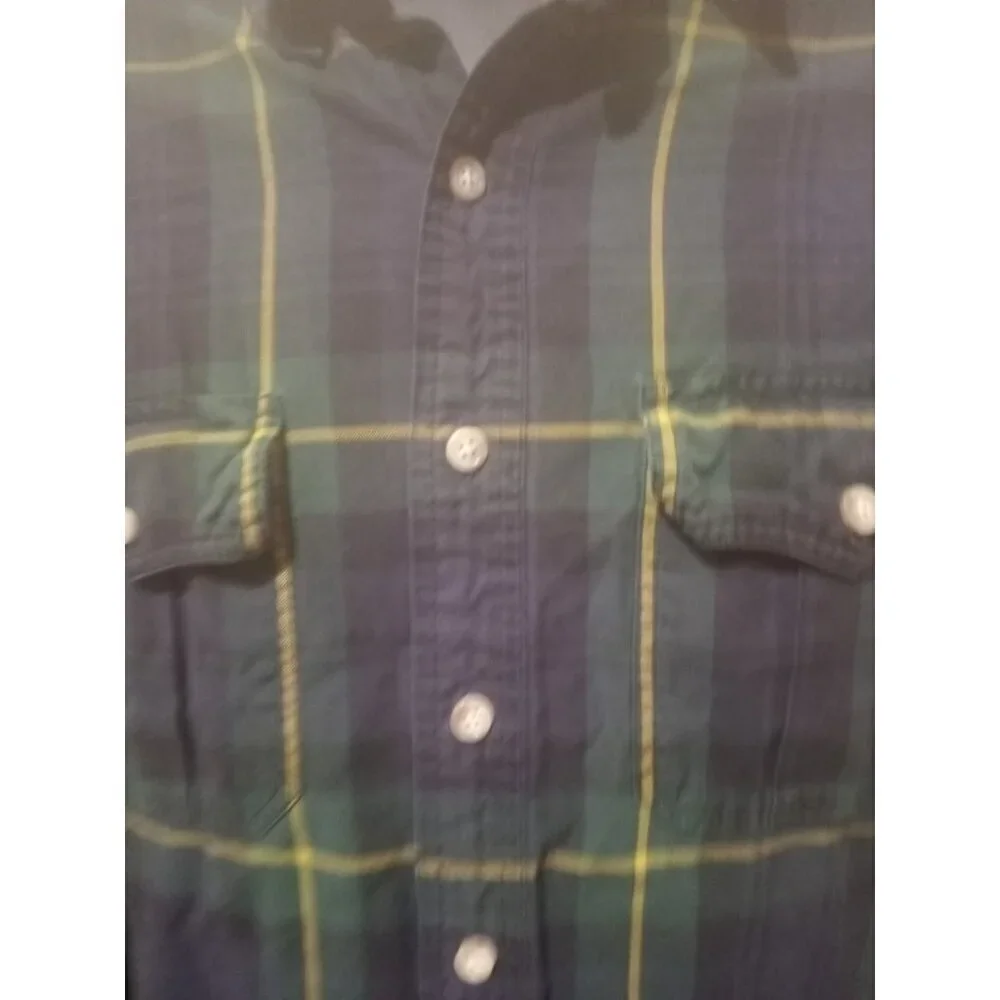 Polo Ralph Lauren Shirt Men's Plaid size XL Long Sleeve Green Blue Cotton